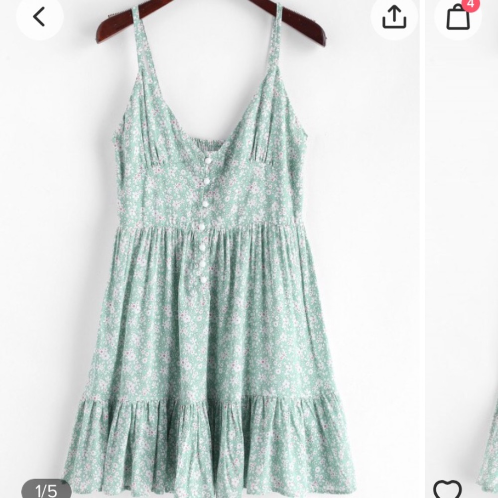 ZAFUL green ditsy floral button dress